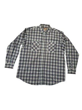 Big Mac Authentic Workwear XLT Mens Plaid Shirt Tan/Blue/Red Long Sleeve